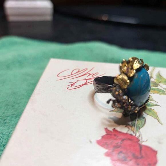 Jewelry 32 ct Natural Turquoise Ring 925 Sterling Silver Size 7 - Picture 2 of 8